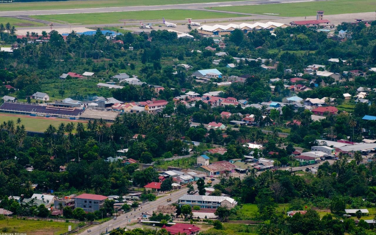 Panorama persawahan terasering Desa Sukamaju